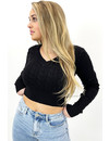 BLACK - 'EVAA' - KNITTED LONGE SLEEVE TOP