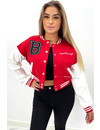 RED - 'CROPPED NICKI' - BADDEST CROPPED VARSITY JACKET