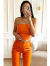 ORANGE - 'SKYE' - HIGH WAIST VEGAN LEATHER STRAIGHT LEG PANTS