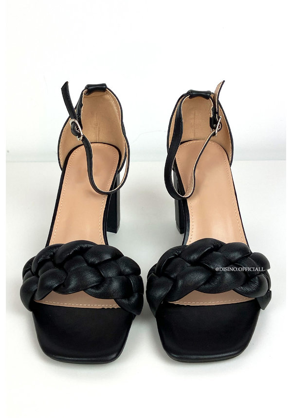 BLACK - 'MAEVE HEELS' - WOVEN INSPIRED HEELS