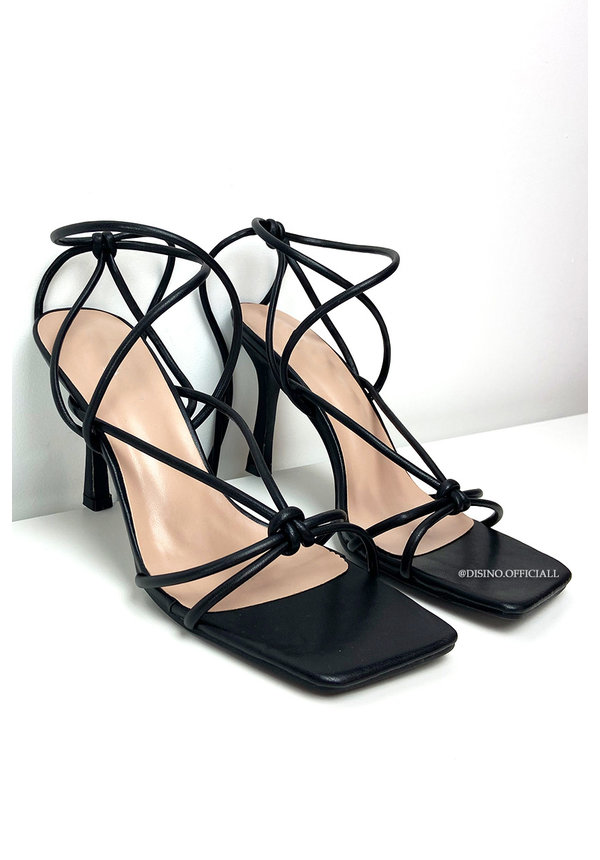 BLACK - 'AUDREY HEELS' - TOUWTJES HAKKEN ROPE HEELS