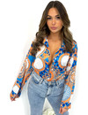 ORANGE - 'VALENTINA' - INSPIRED SATIN PRINT BLOUSE