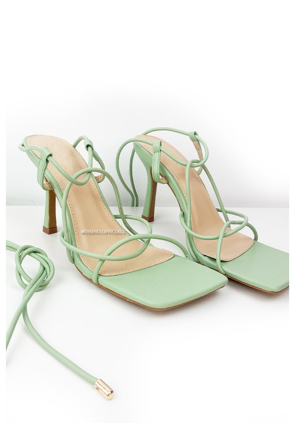 MINT GREEN - 'MILLY HEELS' - TOUWTJES HAKKEN ROPE HEELS