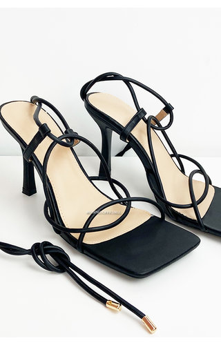 BLACK - 'MILLY HEELS' - TOUWTJES HAKKEN ROPE HEELS BLACK - 'MILLY HEELS' - TOUWTJES HAKKEN ROPE HEELS