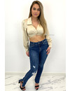 BEIGE - 'JENNY' - CROPPED SATIN BLOUSE TOP