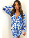 ROYAL BLUE - 'CAPRI DRESS' - FLORAL INSPIRED LONGSLEEVE DRESS