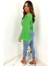 LIME GREEN - 'KELLY V2' - PLISSE ARM CROPPED TOP