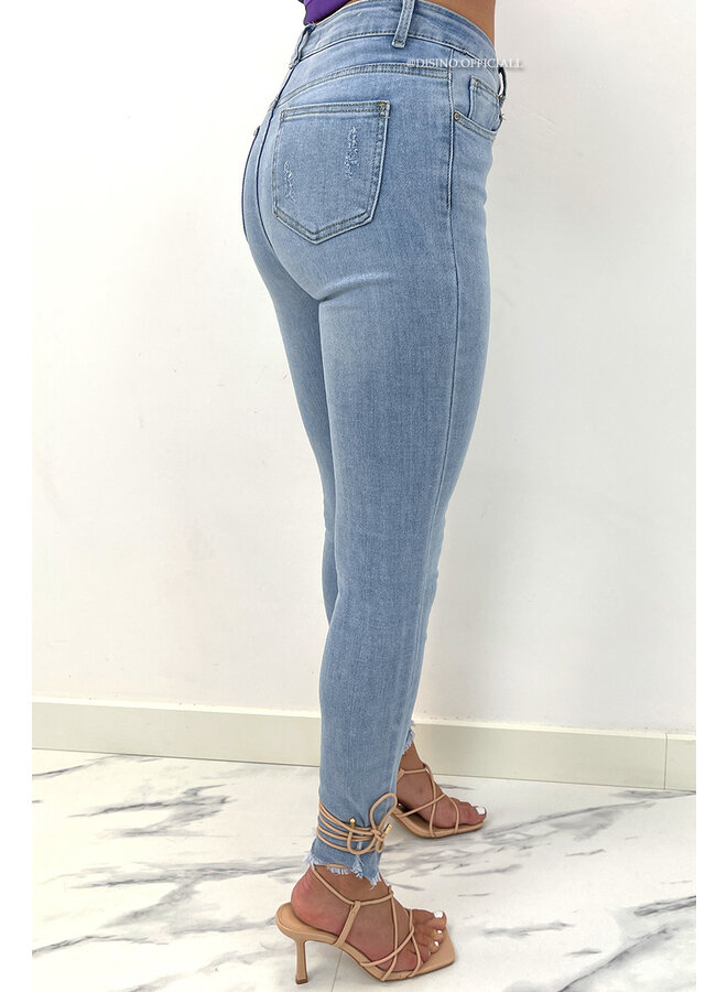 REDIAL - LIGHT BLUE - HIGH WAIST SKINNY JEANS CROPPED - 8107