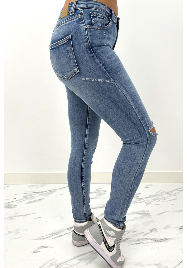 QUEEN HEARTS JEANS - BLUE - HIGH WAIST PERFECT SKINNY JEANS  - 9170