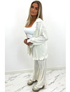 OFF WHITE - 'KHLOE OVERSIZED' - PREMIUM QUALITY PLISSE LOUNGE SET