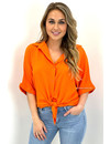 ORANGE - 'AVA BLOUSE' - SHORT SLEEVE OVERSIZED KNOT BLOUSE