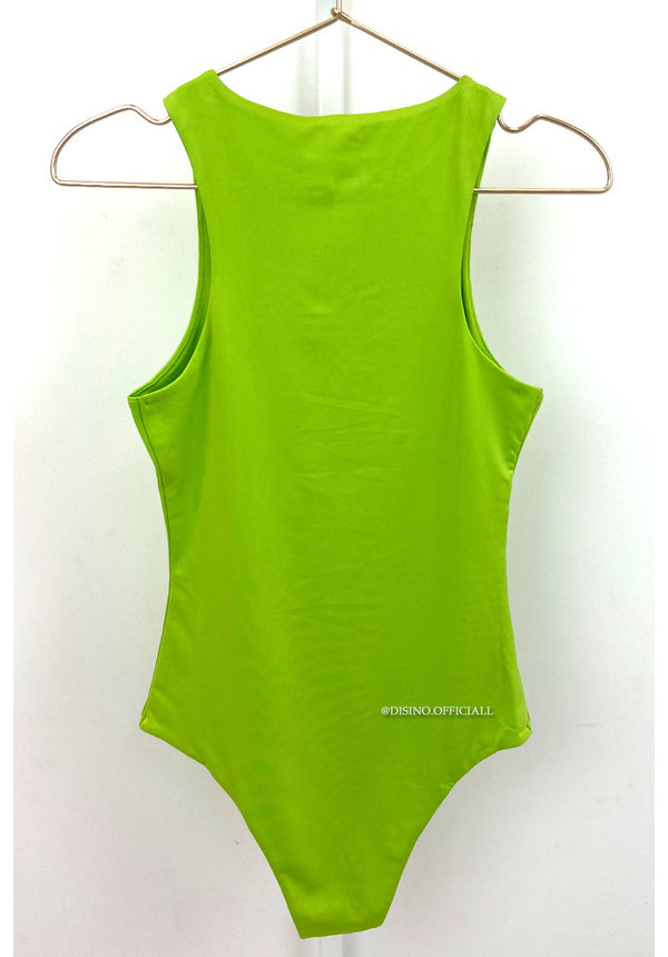 LIME GREEN - 'KENDALL RACER BODYSUIT' - 90's INSPIRED HALTER BODYSUIT