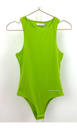 LIME GREEN - 'KENDALL RACER BODYSUIT' - 90's INSPIRED HALTER BODYSUIT