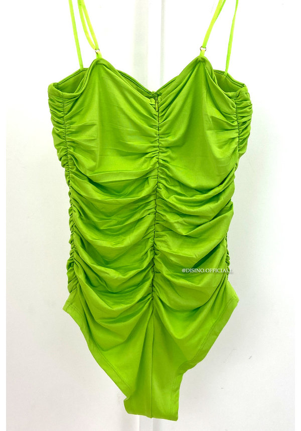 GREEN - 'OLIVIA BODYSUIT' - RUCHED BODYSUIT