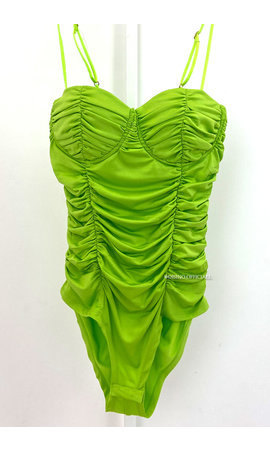 GREEN - 'OLIVIA BODYSUIT' - RUCHED BODYSUIT