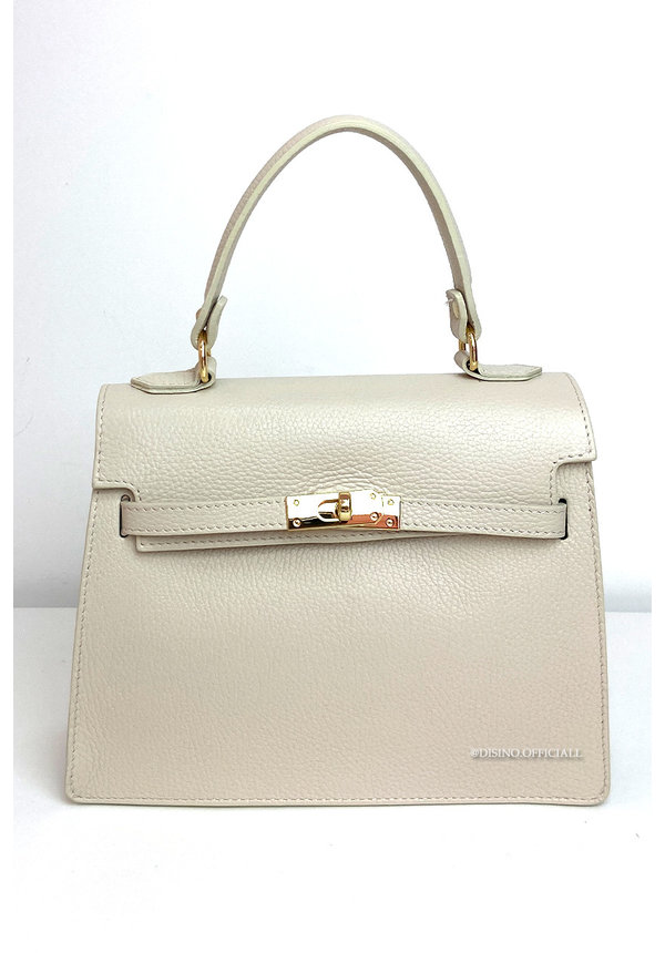 BEIGE - 'MONTE CARLO' - REAL LEATHER INSPIRED DESIGNER BAG