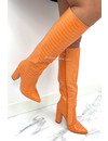 ORANGE - 'CROCO HEELS' - LONG CROCO BOOTS