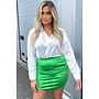 GREEN - 'LINDE' - SILKY STRETCH MINI SKIRT