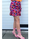 FUCHSIA - 'FLEUR SKIRT' - FLORAL RUFFLE SKIRT