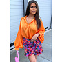 ORANGE - 'LARA' - SILKY SATIN OVERSIZED V-NECK BLOUSE