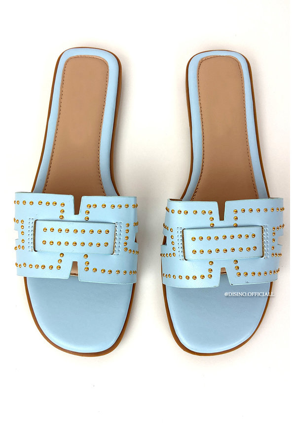 LIGHT BLUE - 'HARPER SLIDERS' - STUDS INSPIRED SLIPPERS