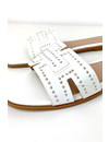 WHITE - 'HARPER SLIDERS' - STUDS INSPIRED SLIPPERS