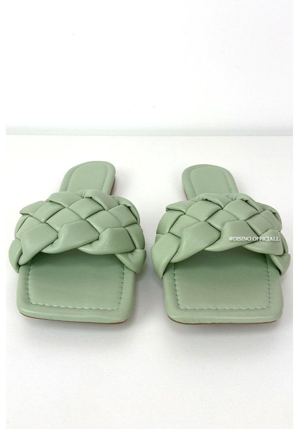 MINT GREEN - 'MILA SLIDERS' - BRAIDED SLIPPERS