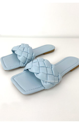 LIGHT BLUE - 'MILA SLIDERS' - BRAIDED SLIPPERS LIGHT BLUE - 'MILA SLIDERS' - BRAIDED SLIPPERS