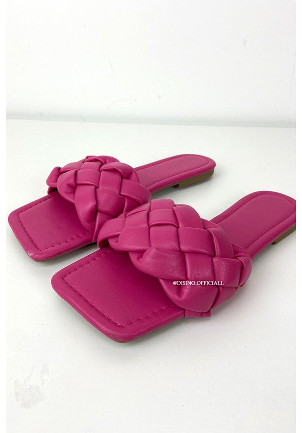 FUCHSIA - 'MILA SLIDERS' - BRAIDED SLIPPERS