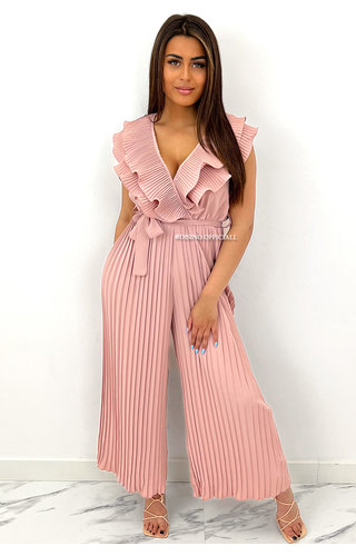 BLUSH - 'JULY' - RUFFLE PLISSE JUMPSUIT BLUSH - 'JULY' - RUFFLE PLISSE JUMPSUIT