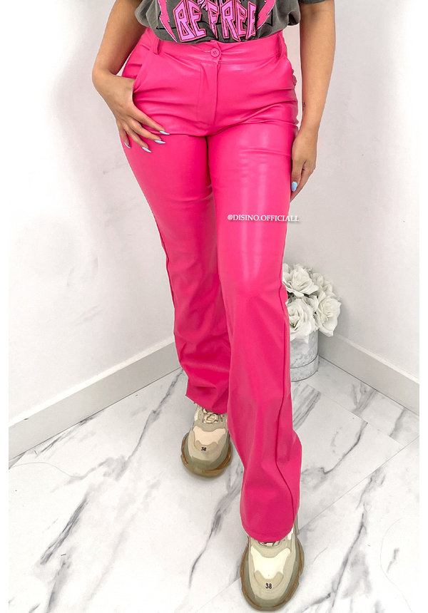 HIGH WAIST VEGAN LEATHER STRAIGHT LEG 