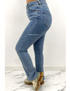 LAULIA - LIGHT BLUE - HIGH WAIST SKINNY JEANS FRONT SPLIT - 075