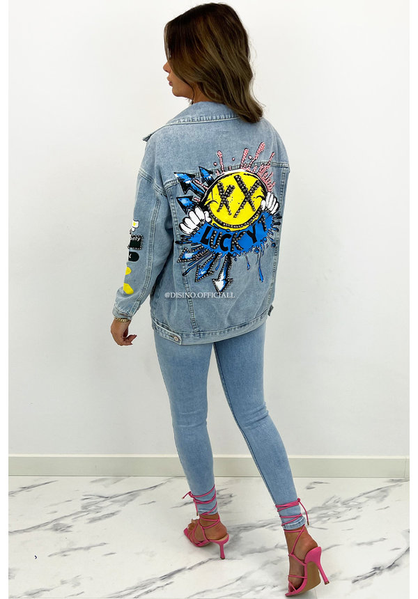 LIGHT BLUE - 'SMILE ME AWAY' - INSPIRED DESIGNER DENIM JACKET