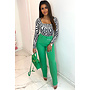GREEN - 'LIYA PANTS' - HIGH WAIST STRAIGHT PANTALON