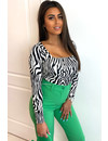 ZEBRA - 'NICOLE SQUARE' - PERFECT FIT LONG SLEEVE TOP