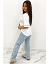 LIGHT BLUE - 'JALINA' - HIGH WAIST STRAIGHT LEG SPLIT JEANS