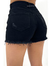 BLACK - 'VINCE' - SUPER STRETCH EXTREME RIPPED DENIM SHORT - 326