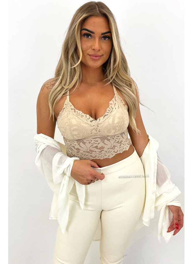NUDE - 'IVY CROP' - LACE CROP TOP
