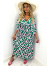 PINK/GREEN - 'ISABEL' - PREMIUM QUALITY SILKY MAXI DRESS
