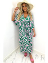 PINK/GREEN - 'ISABEL' - PREMIUM QUALITY SILKY MAXI DRESS