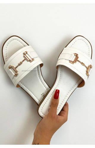 WHITE - 'JENNY SLIDERS' - INSPIRED SLIPPERS WHITE - 'JENNY SLIDERS' - INSPIRED SLIPPERS