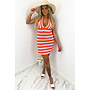 ORANGE - 'YASMIN' - CROCHET KNIT HALTER DRESS