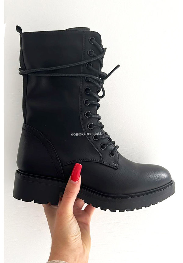 BLACK - 'JAYNE' - PREMIUM QUALITY HIGH BIKER BOOTS