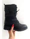 BLACK - 'JAYNE' - PREMIUM QUALITY HIGH BIKER BOOTS