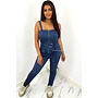 DENIM BLUE - 'STORMZY LONG' - SUPER STRETCH CARGO JUMPSUIT