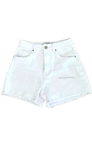 WHITE - 'LEXXIE' - HIGH WAIST PERFECT FIT STRETCH DENIM SHORT WHITE - 'LEXXIE' - HIGH WAIST PERFECT FIT STRETCH DENIM SHORT