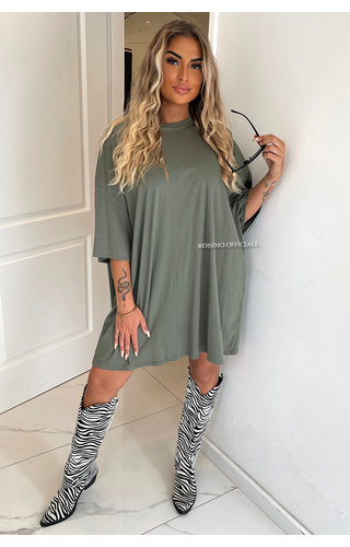 KHAKI GREEN - 'ESTÉE' - PREMIUM QUALITY BIG TEE DRESS KHAKI GREEN - 'ESTÉE' - PREMIUM QUALITY BIG TEE DRESS