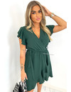 DARK GREEN - 'BRITT' - RUFFLE MIDI DRESS