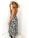 BLACK - 'YONI' - LEOPARD PRINT  SPAGHETTI MAXI DRESS