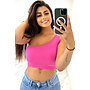 PINK - 'EVII' - BASIC RIBBED ONE SHOULDER TOP